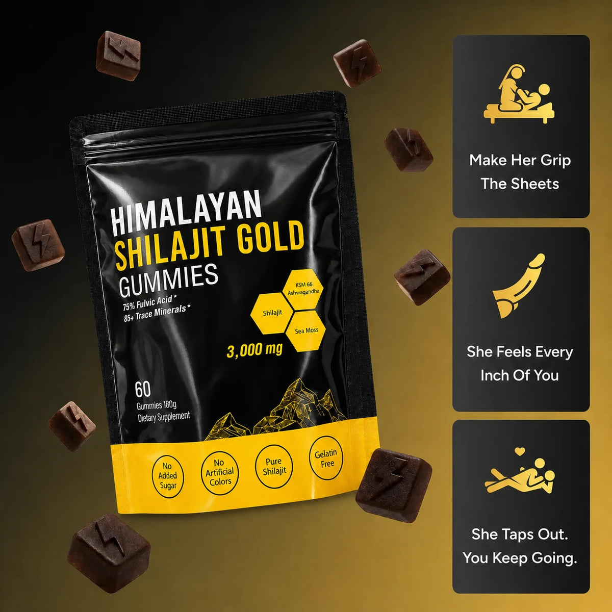 Menryx Himalayan Shilajit Gold Gummies pouch and benefits