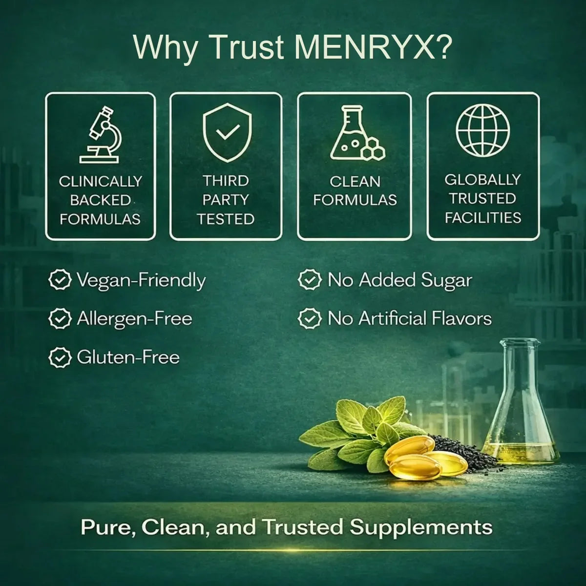 Menryx Oil of Oregano Softgels PDP gallery image explaining why customers trust Menryx