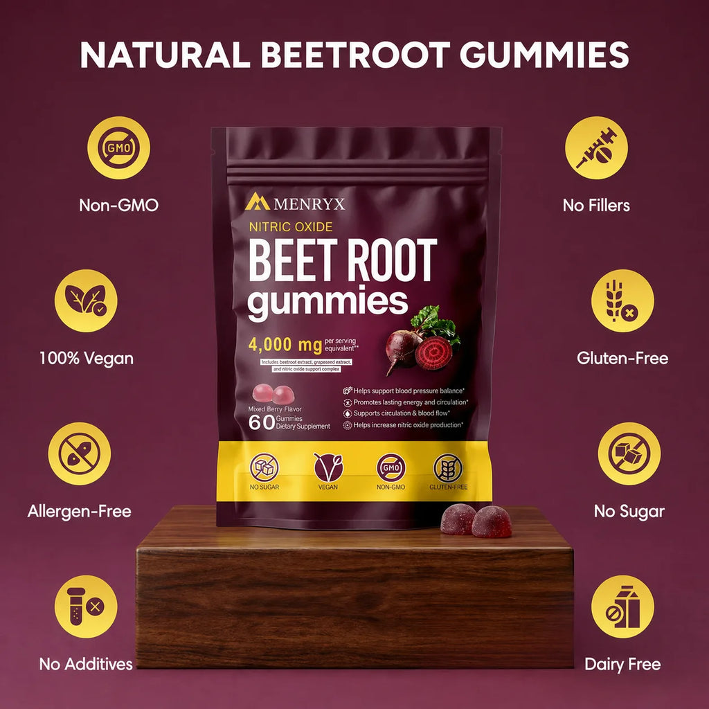 Menryx Organic Beetroot Gummies clean formula PDP image