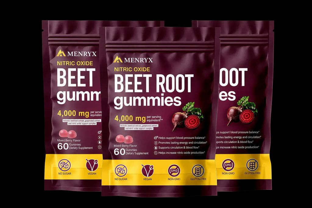 Menryx Organic Beetroot Gummies three bottle bundle image